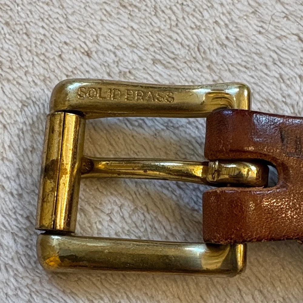 Dooney & Bourke Black Wool Surcingle Belt with Brown Leather Trim Brass Buckle